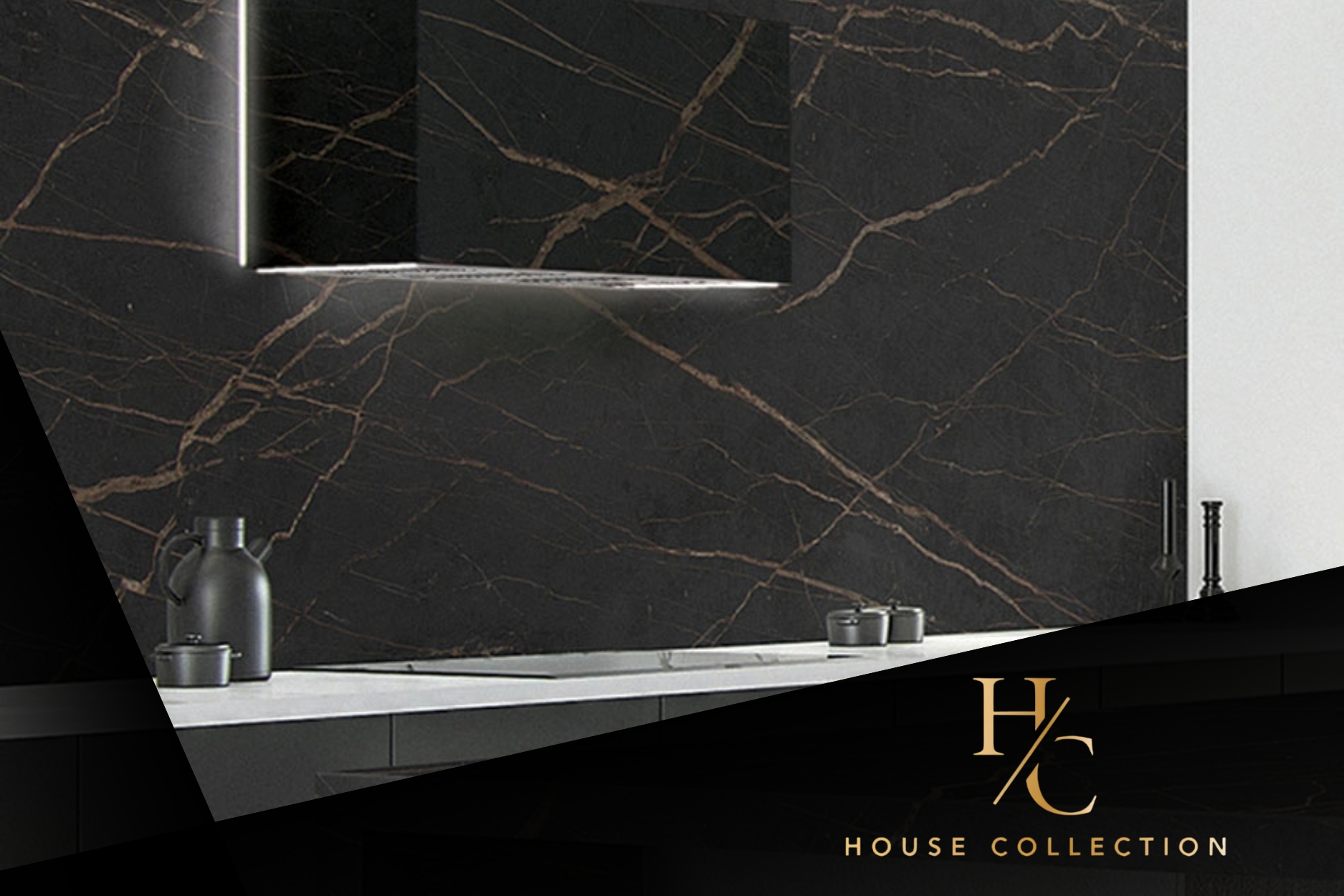 Pando extractor hood in a contemporary kitchen with cabinetry and worktop.