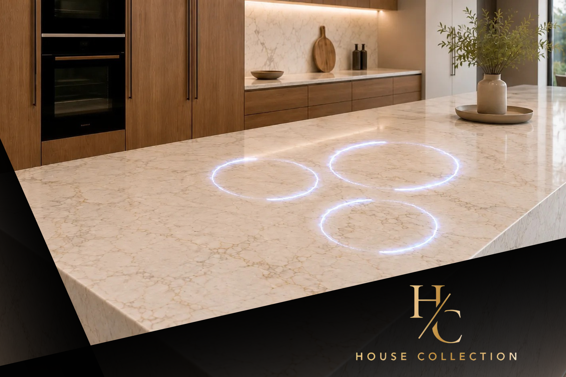 CLOEN cordless blender on a porcelain worktop with integrated invisible induction.